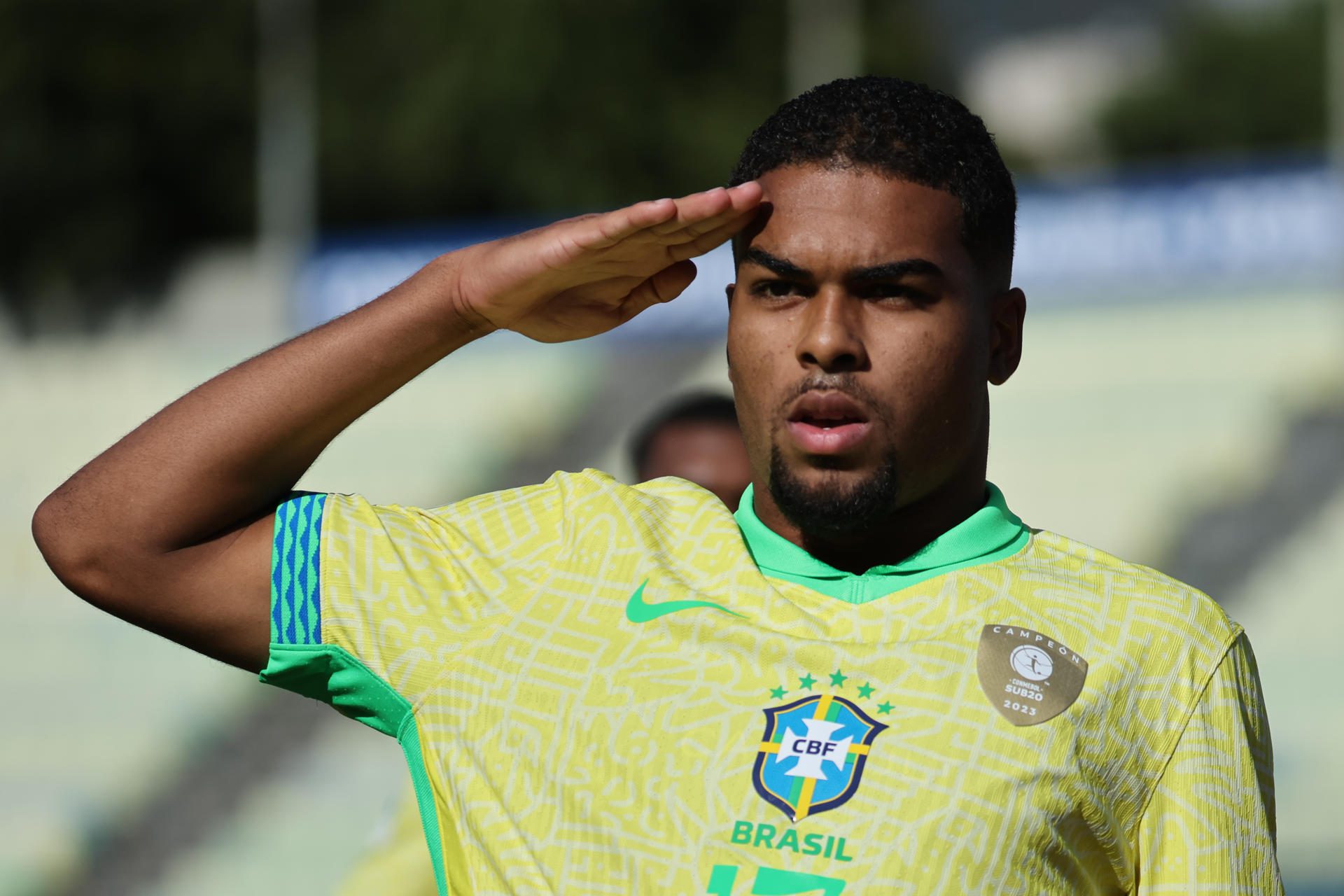 Gustavo Prado celebra su gol, el primero de Brasil ante Paraguay en el Sudamericano sub-20. EFE/ Miguel Gutiérrez