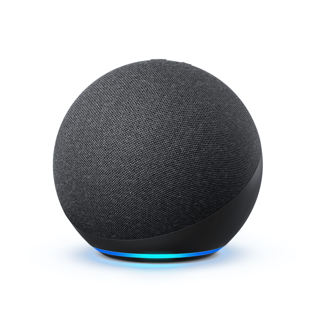 El nuevo Echo Dot: la bocina más vendida de la historia, es ahora aún mejor. El nuevo Echo Dot tiene un elegante diseño esférico con un acabado de tipo tela. El Echo Dot es pequeño, pero sus altavoces son potentes, lo que produce voces nítidas y un bajo equilibrado para un sonido pleno. El Echo Dot está disponible en los colores gris carbón, blanco glaciar y azul medianoche.