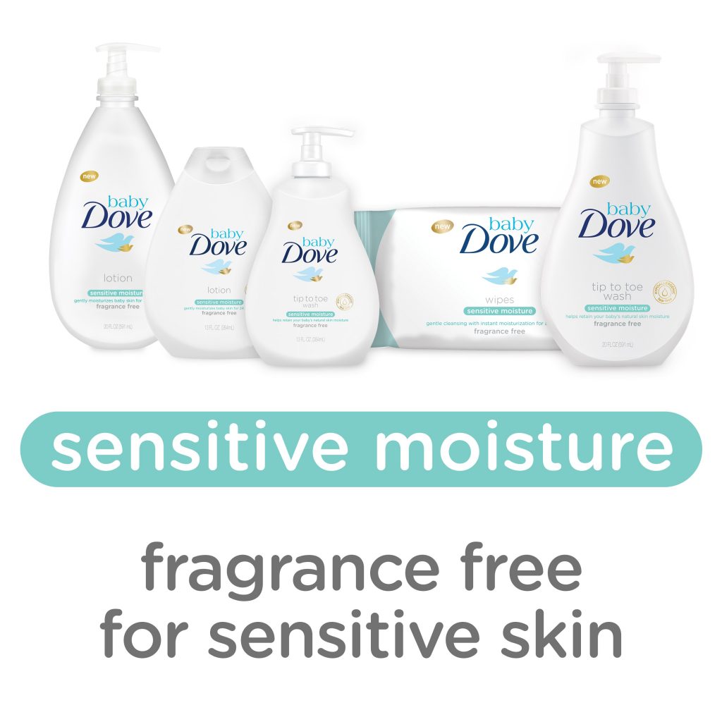 Linea de productos Baby Dove, para el cuidado del bebé.