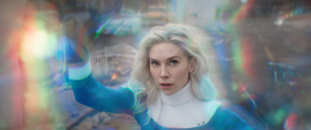 Vanessa Kirby as Sue Storm/Invisible Woman in 20th Century Studios/Marvel Studios' FANTASTIC FOUR: FIRST STEPS. Photo courtesy of 20th Century Studios/Marvel Studios. © 2025 20th Century Studios / © and ™ 2025 MARVEL.