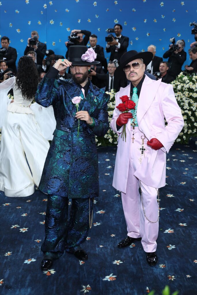 NEW YORK (United States), 06/05/2025.- Maluma (L) and Willy Chavarria (R) pose on the red carpet for the 2025 Met Gala, the annual benefit for the Metropolitan Museum of Art's Costume Institute, in New York, New York, USA, 05 May 2025. The event coincides with the Met Costume Institute's spring 2025 exhibition Superfine: Tailoring Black Style which will be on view from 10 May 2025 through 26 October 2025.  (Nueva York) EFE/EPA/JUSTIN LANE